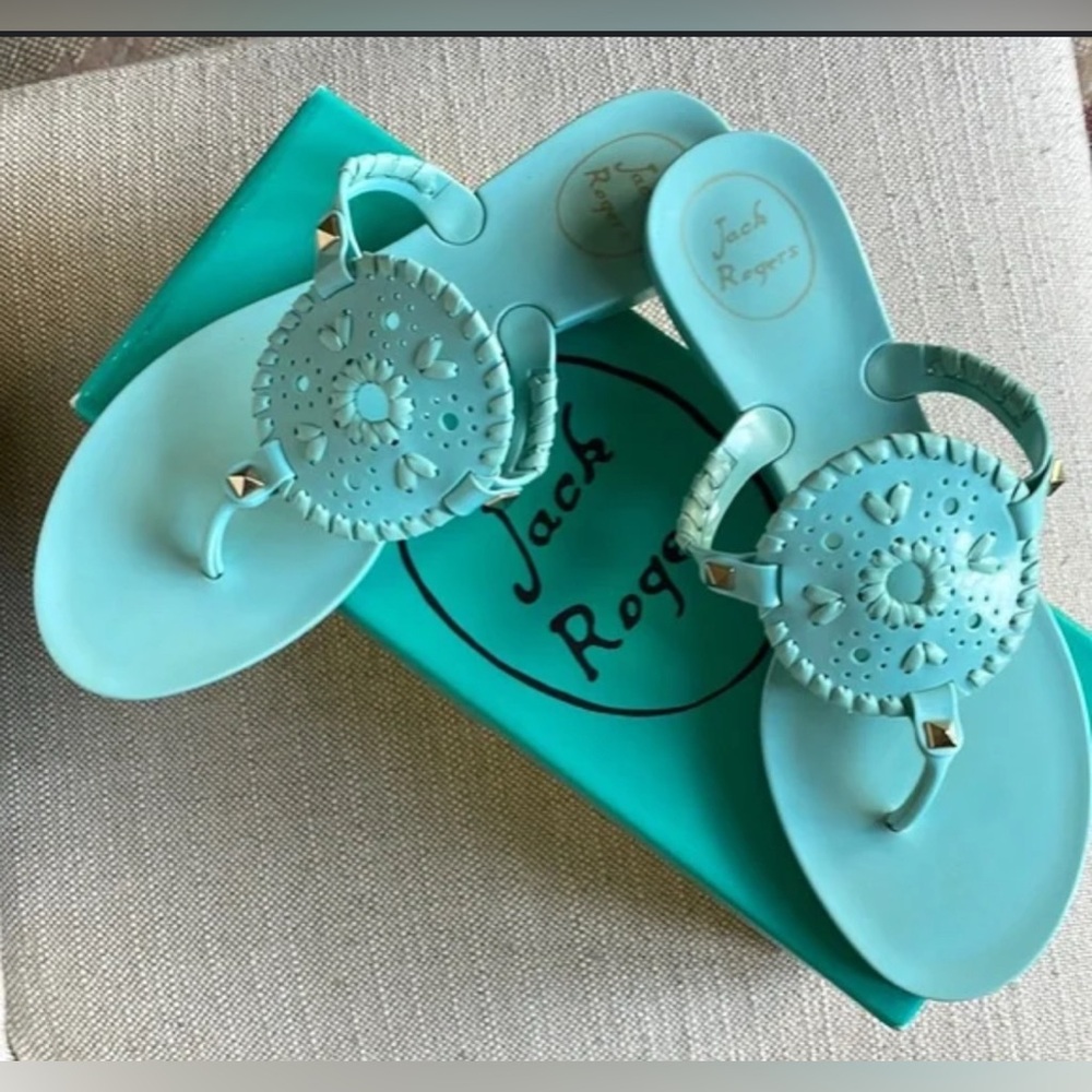 Jack Rogers Georgica Jelly Sandal turquoise size 8 (box not included)